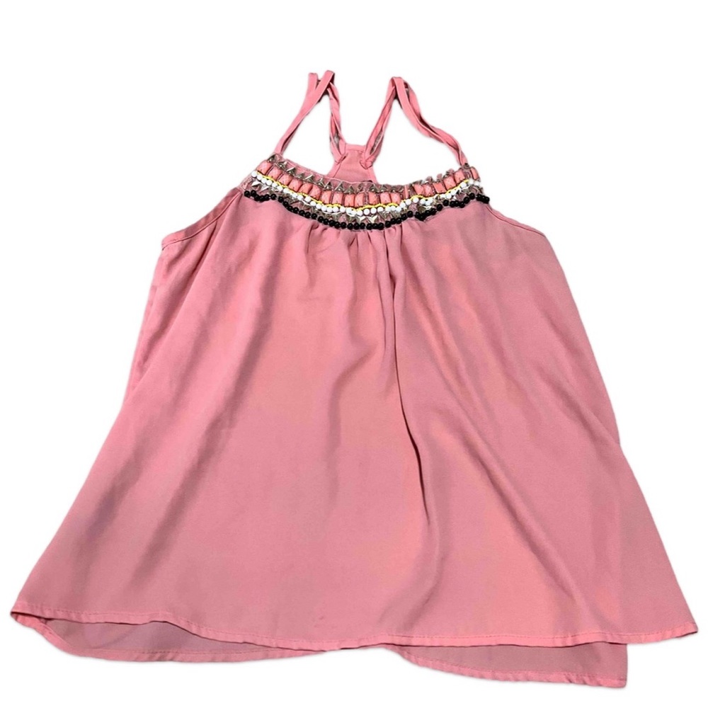 Dusty Pink Bejeweled Dressy Tank Top